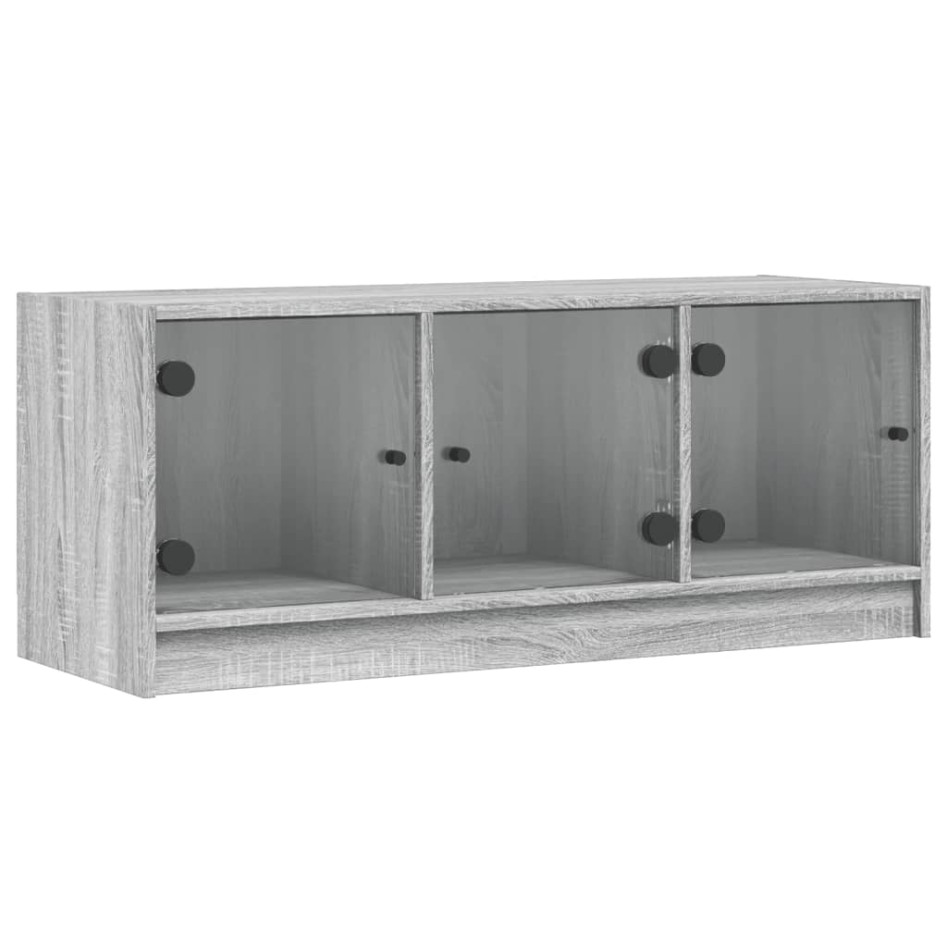 Mueble de TV con puertas de vidrio gris Sonoma 102x37x42