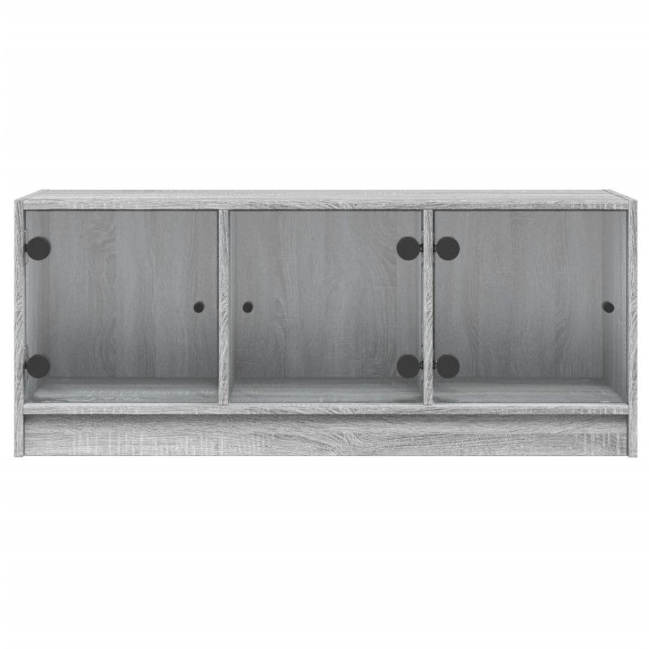 Mueble de TV con puertas de vidrio gris Sonoma 102x37x42