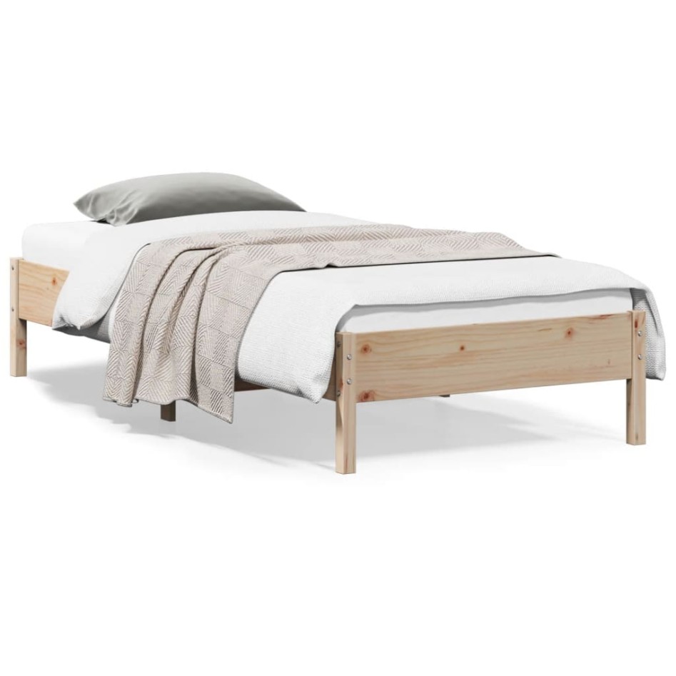 Estructura de cama sin colchón madera maciza de pino 100x200