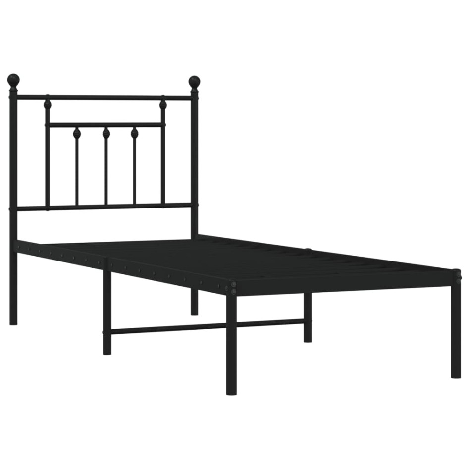 Estructura cama sin colchón con cabecero metal negro 75x190