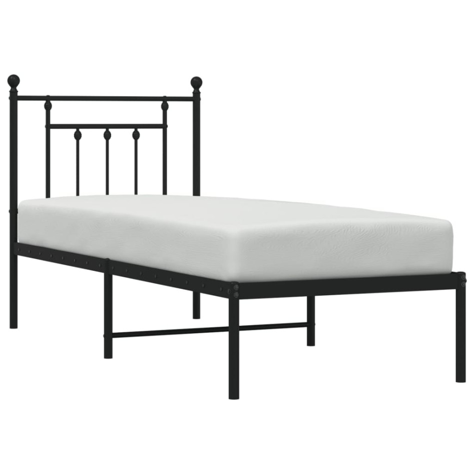 Estructura cama sin colchón con cabecero metal negro 75x190