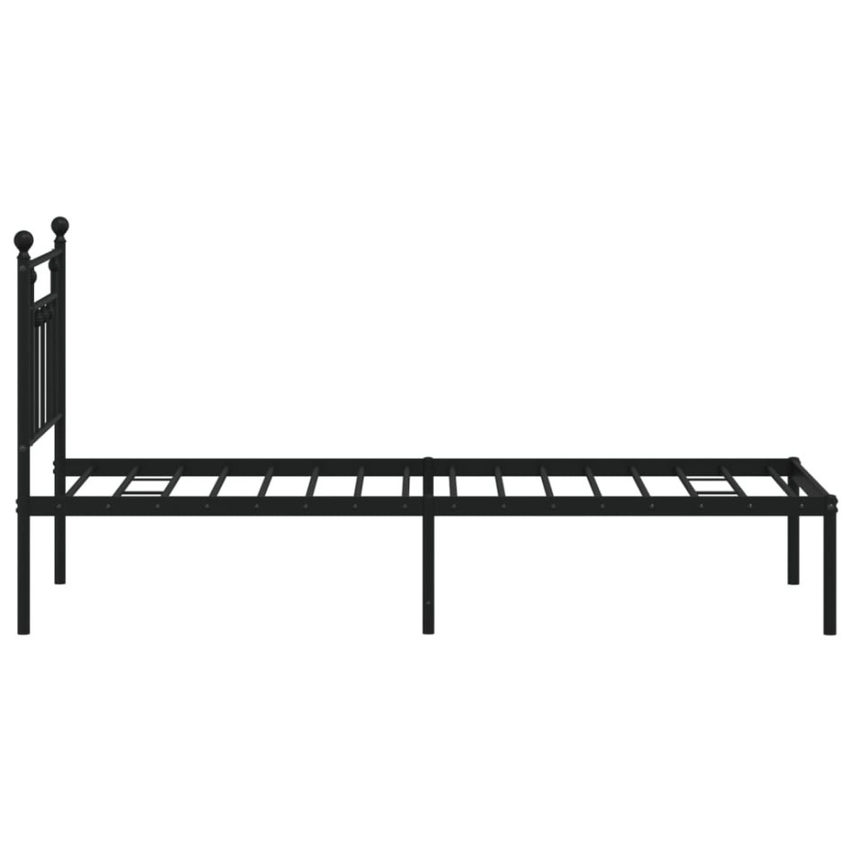 Estructura cama sin colchón con cabecero metal negro 75x190