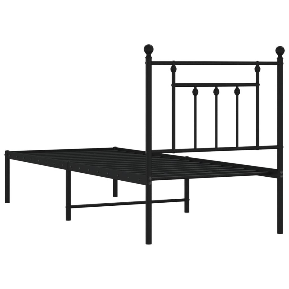Estructura cama sin colchón con cabecero metal negro 75x190
