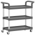 Carrito de 3 niveles aluminio gris 77x34x72