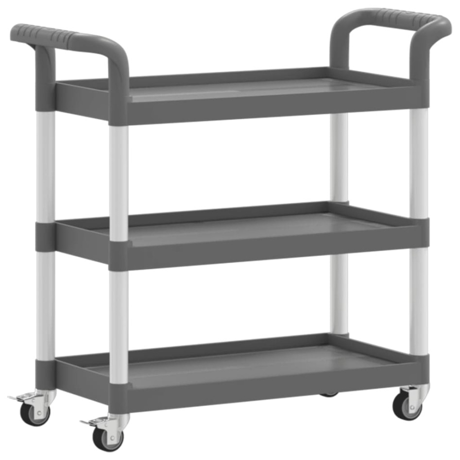 Carrito de 3 niveles aluminio gris 77x34x72