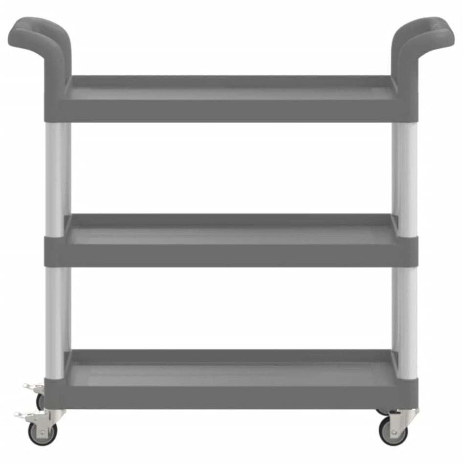 Carrito de 3 niveles aluminio gris 77x34x72