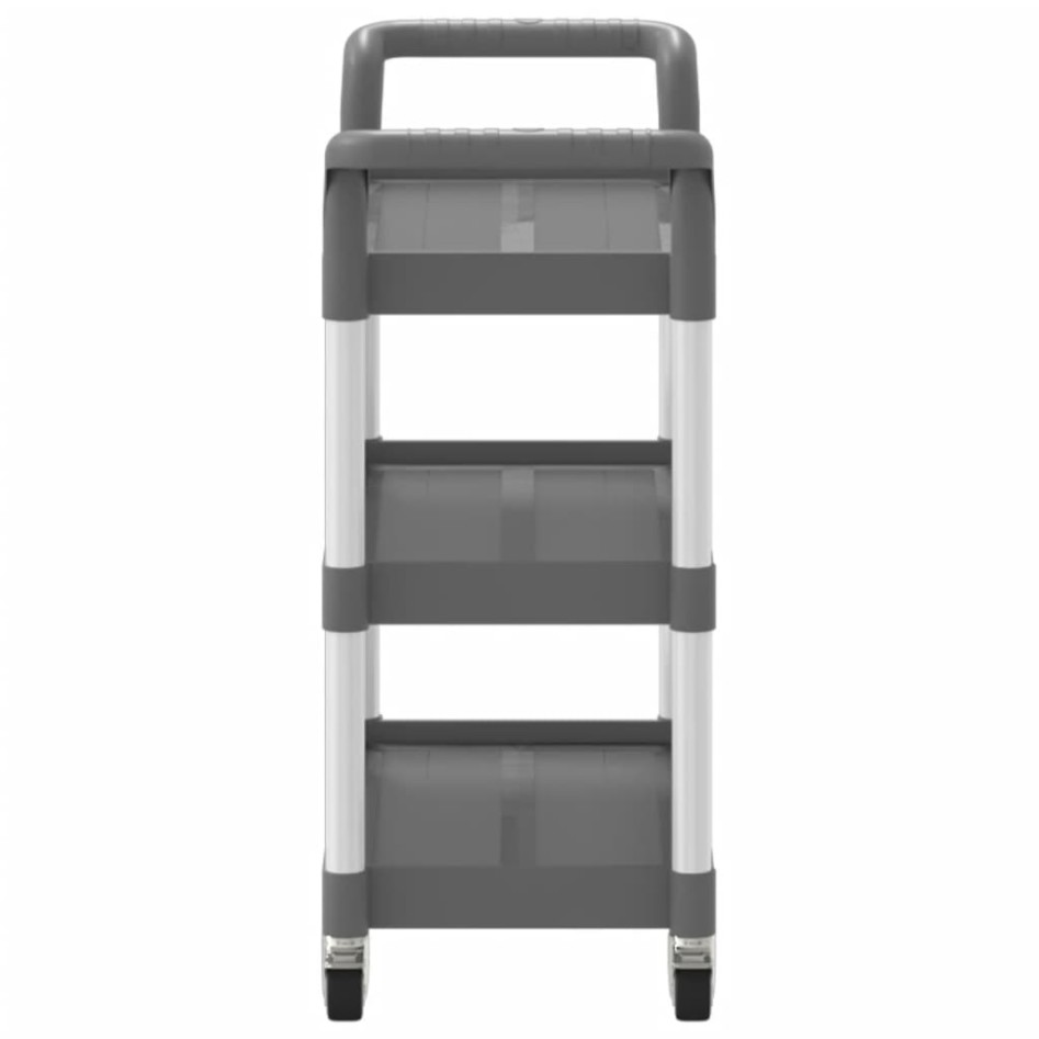 Carrito de 3 niveles aluminio gris 77x34x72