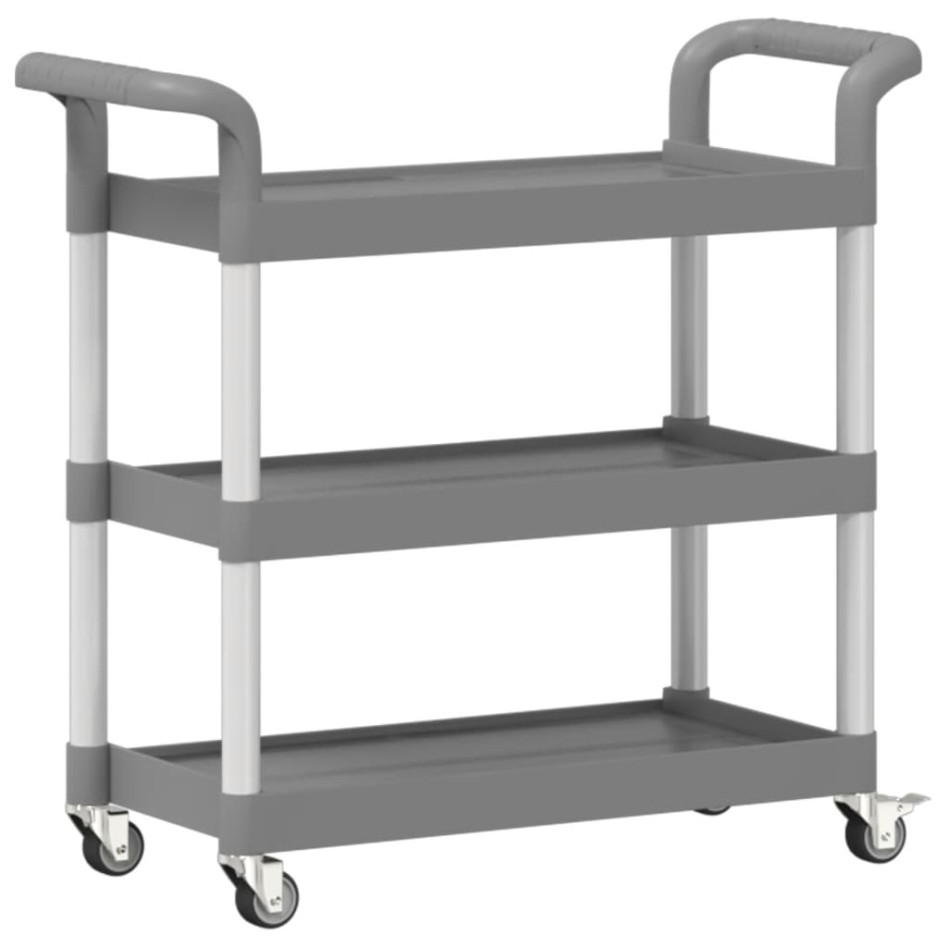 Carrito de 3 niveles aluminio gris 77x34x72