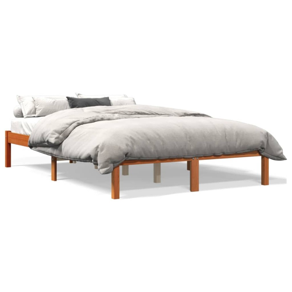 Estructura de cama sin colchón madera maciza marrón 135x190