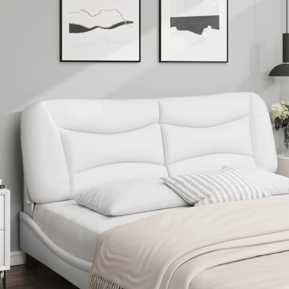 Cabecero de cama acolchado cuero sintético blanco 160