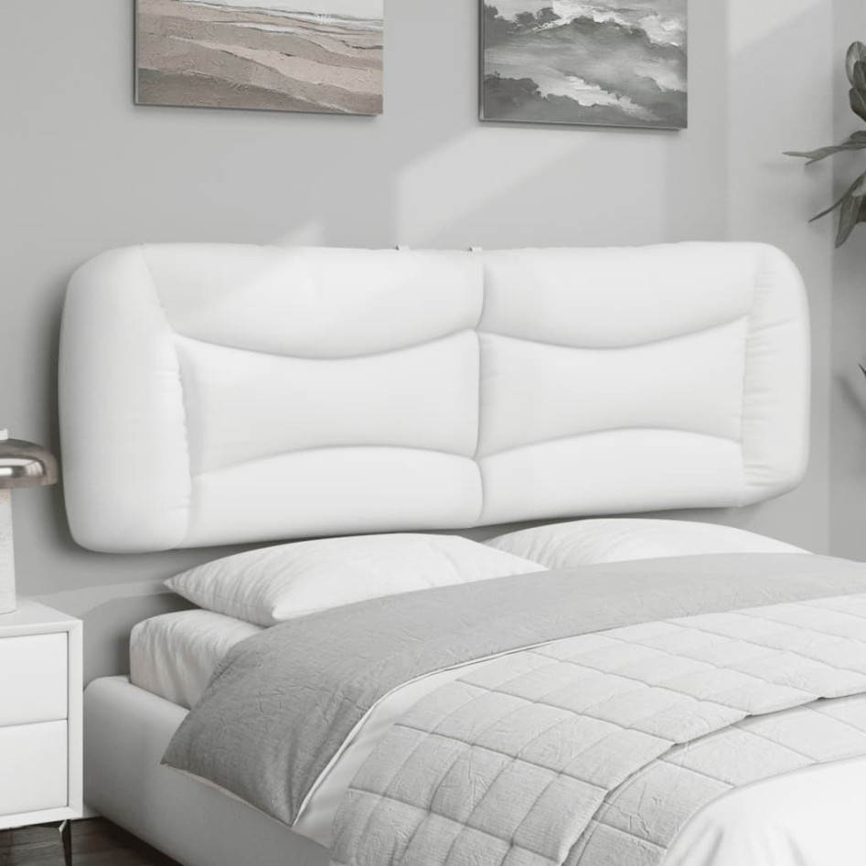 Cabecero de cama acolchado cuero sintético blanco 160