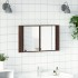 Armario espejo de baño LED acrílico marrón roble 80x12x45
