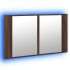 Armario espejo de baño LED acrílico marrón roble 80x12x45