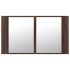 Armario espejo de baño LED acrílico marrón roble 80x12x45