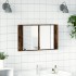 Armario espejo de baño LED acrílico roble ahumado 80x12x45