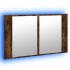 Armario espejo de baño LED acrílico roble ahumado 80x12x45