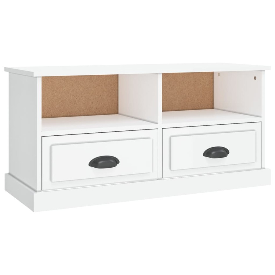 Mueble de TV madera contrachapada blanco brillo 93x35,5x45