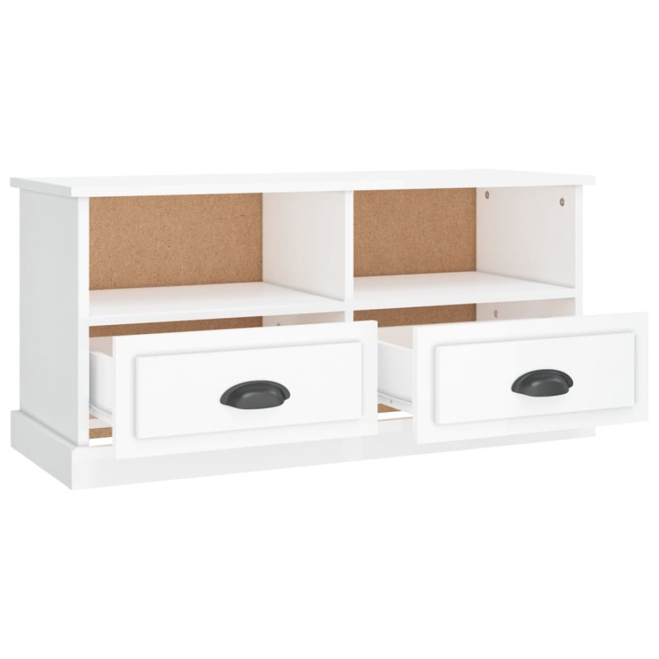 Mueble de TV madera contrachapada blanco brillo 93x35,5x45