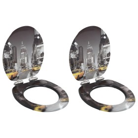 Asiento inodoro WC 2 uds tapa cierre suave MDF diseño New