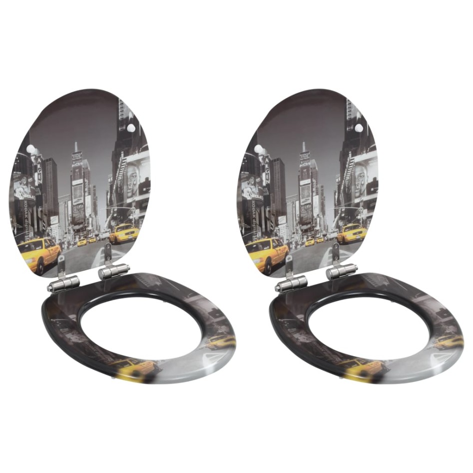 Asiento inodoro WC 2 uds tapa cierre suave MDF diseño New