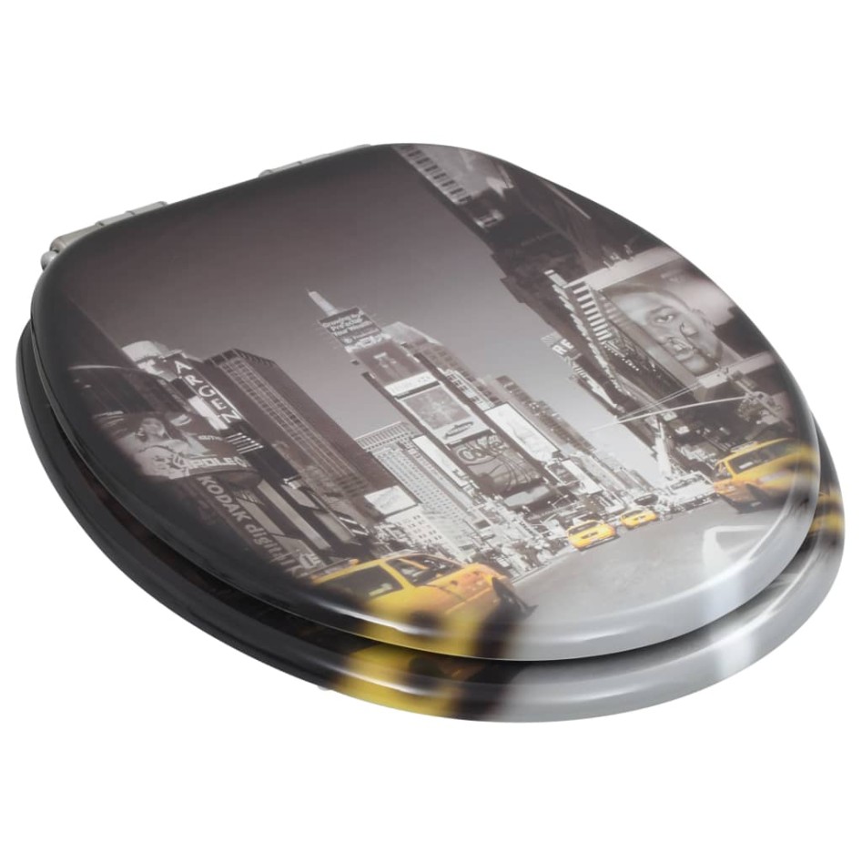 Asiento inodoro WC 2 uds tapa cierre suave MDF diseño New