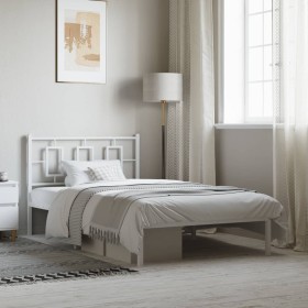 Estructura cama sin colchón con cabecero metal blanco
