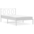 Estructura cama sin colchón con cabecero metal blanco