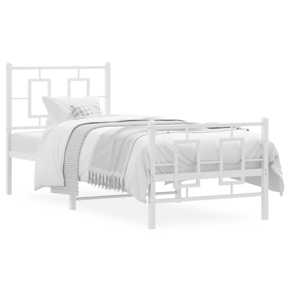 Estructura cama sin colchón con estribo metal blanco 80x200