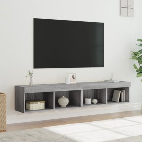 Muebles de TV con luces LED 2 uds gris Sonoma 80x30x30