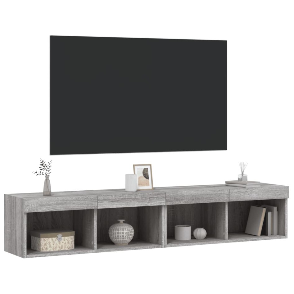 Muebles de TV con luces LED 2 uds gris Sonoma 80x30x30