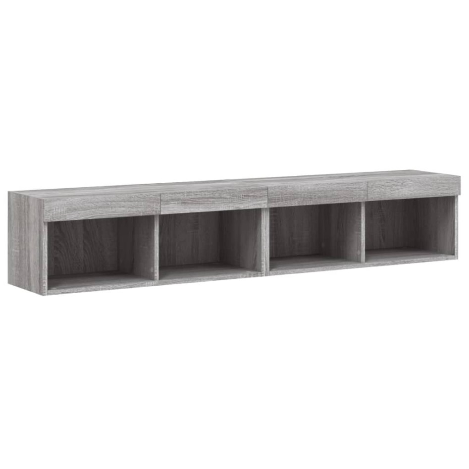 Muebles de TV con luces LED 2 uds gris Sonoma 80x30x30