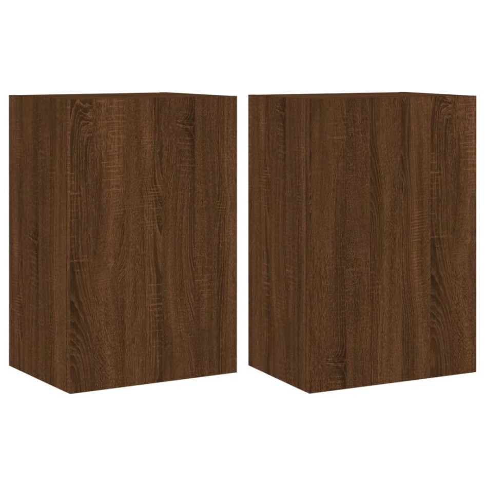 Muebles de TV de pared 2 uds madera marrón roble 40,5x30x60