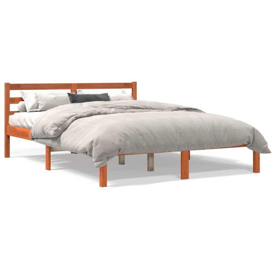 Estructura de cama sin colchón madera maciza marrón 120x190