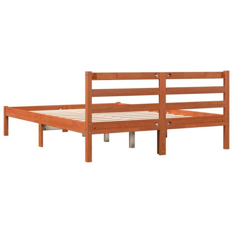 Estructura de cama sin colchón madera maciza marrón 120x190