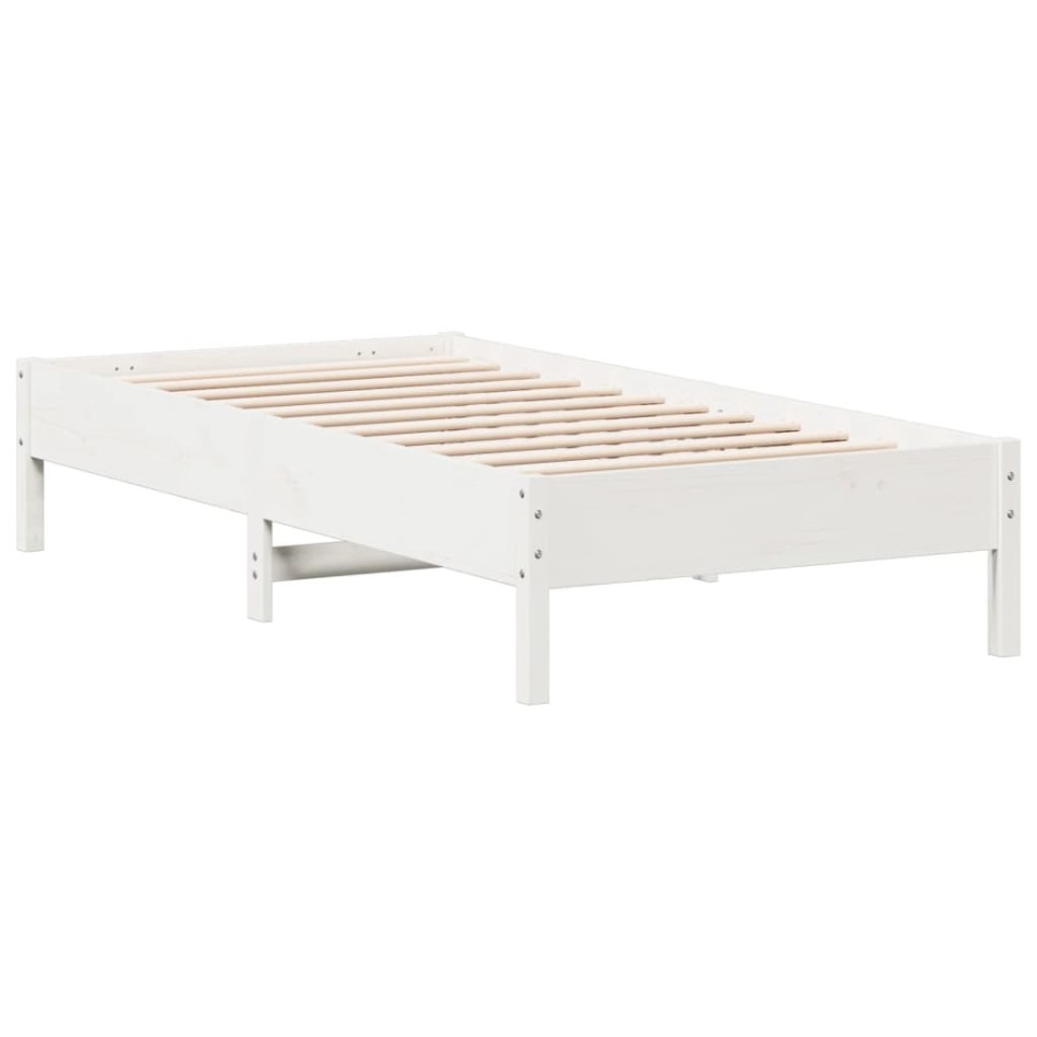 Estructura de cama sin colchón madera maciza blanca 75x190