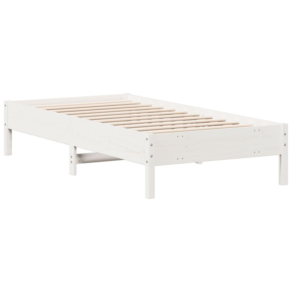 Estructura de cama sin colchón madera maciza blanca 75x190
