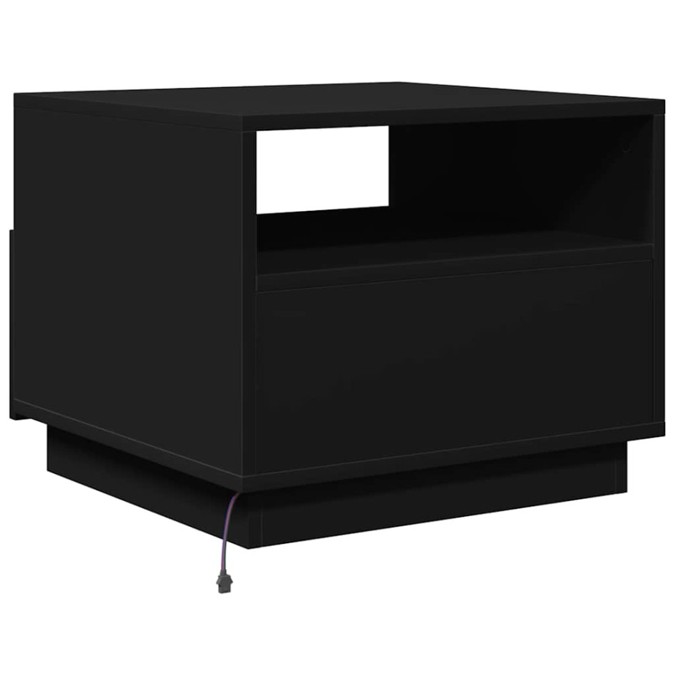 Mesa de centro con luces LED negro 50x49x40