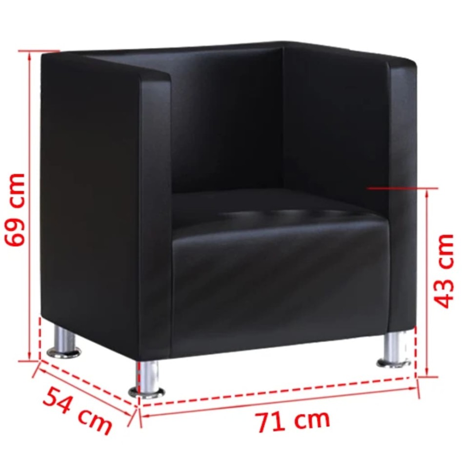 Sillón en forma de cubo de cuero sintético