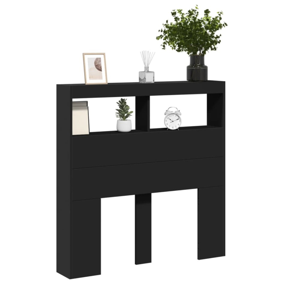 Cabecero de cama con LED negro 100x17x102