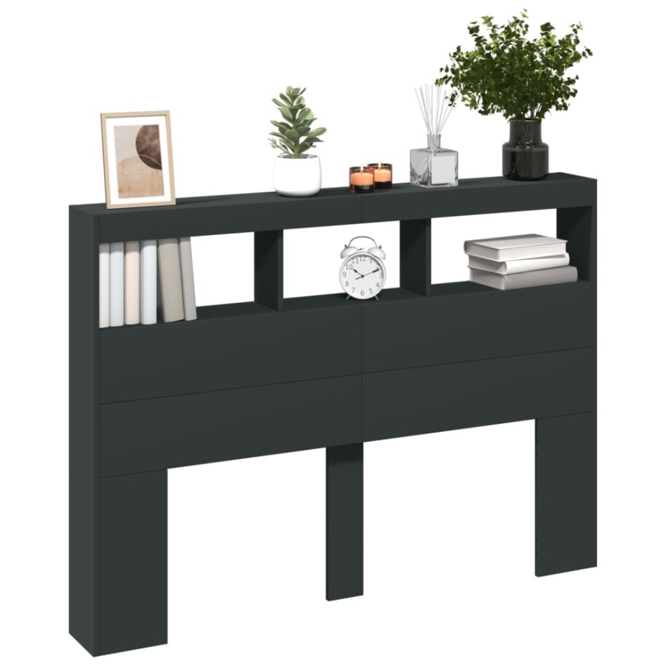 Cabecero de cama con LED negro 140x17x102