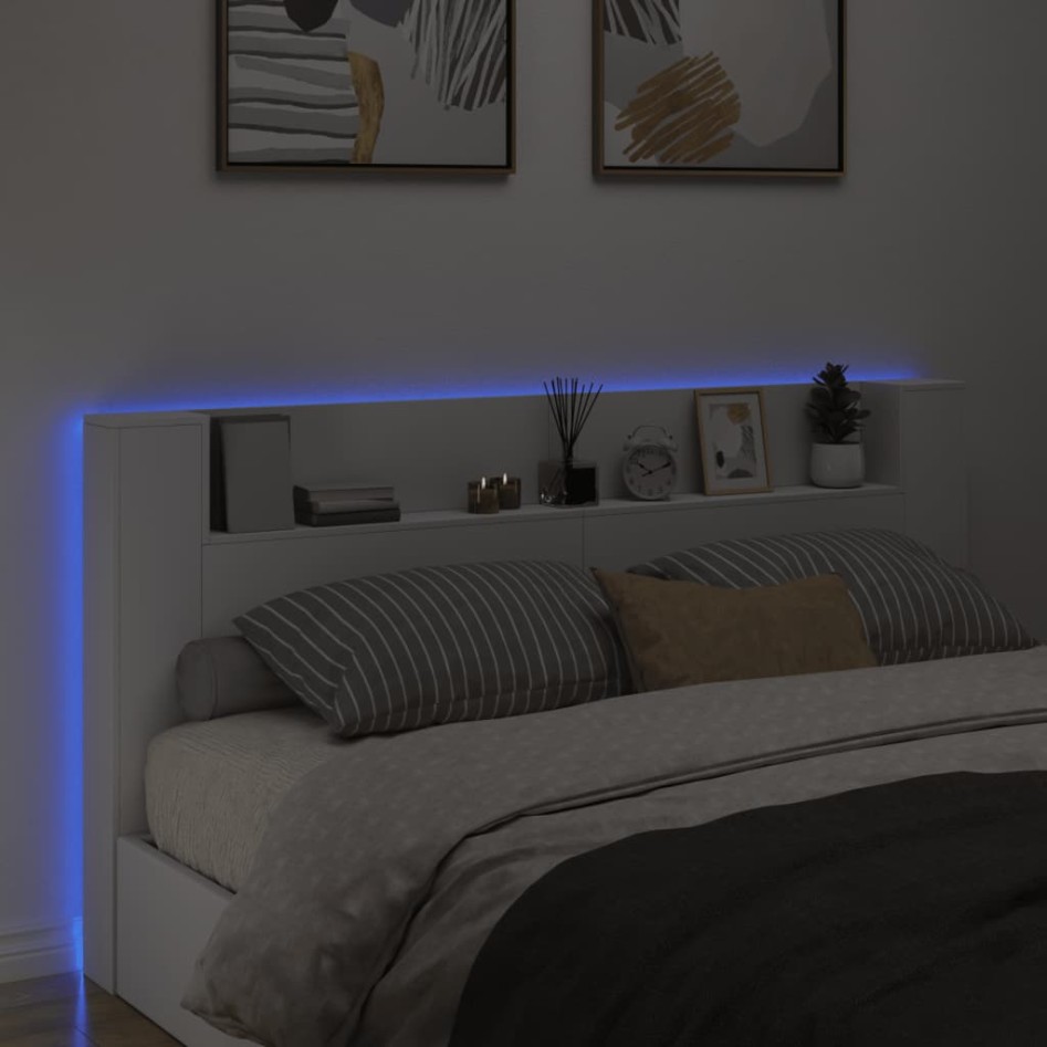 Cabecero de cama con LED blanco 200x16,5x103,5