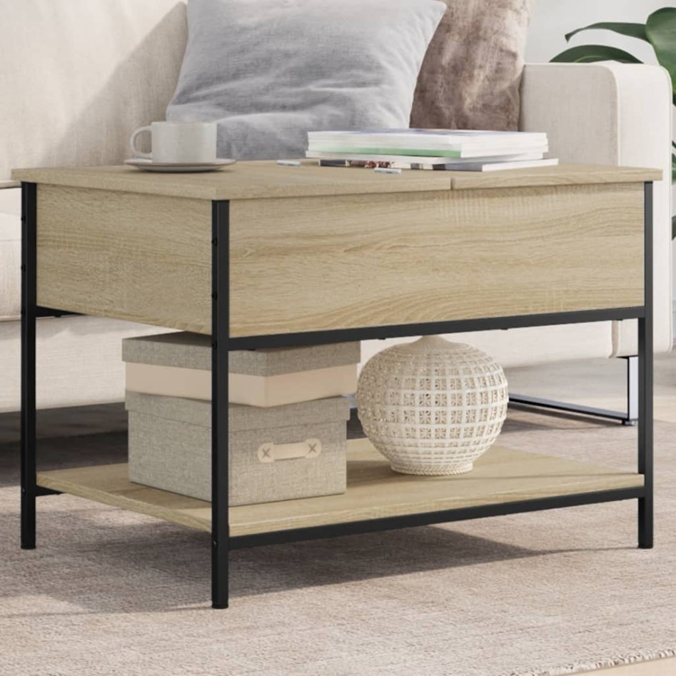 Mesa de centro madera ingeniería metal roble Sonoma