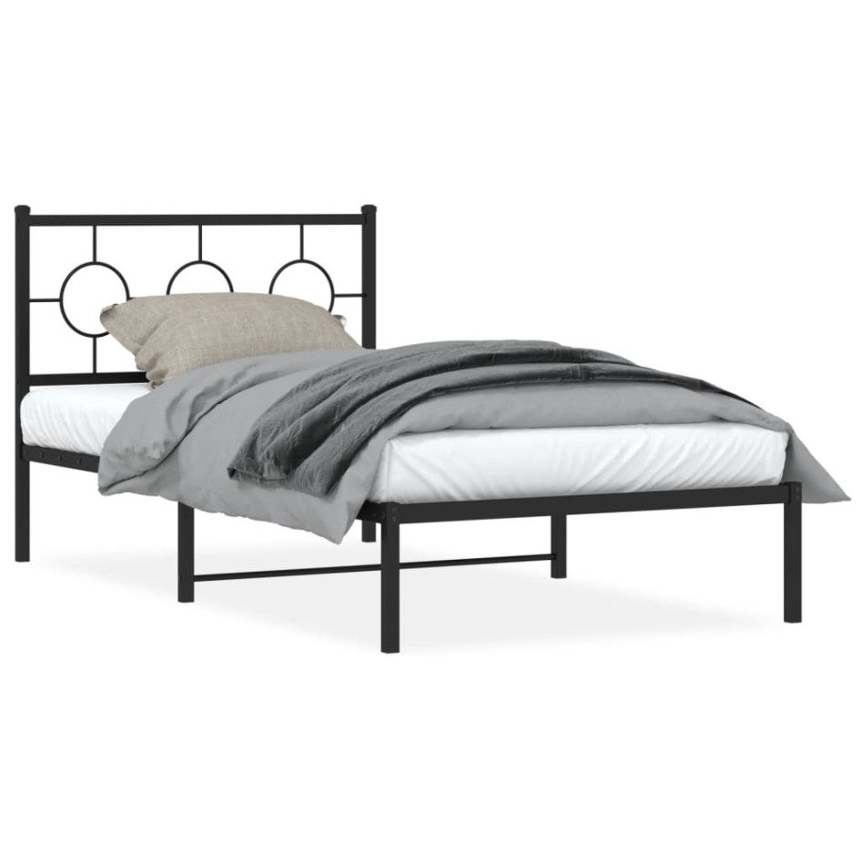 Estructura cama sin colchón con cabecero metal negro 100x190