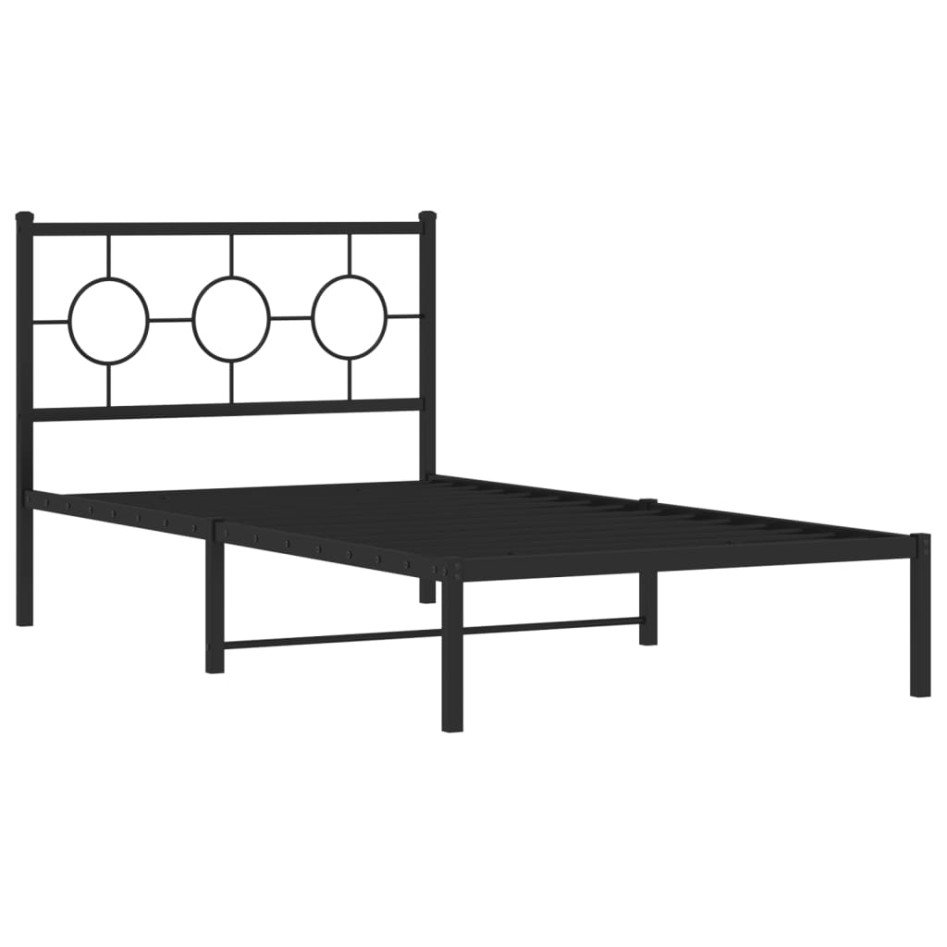 Estructura cama sin colchón con cabecero metal negro 100x190