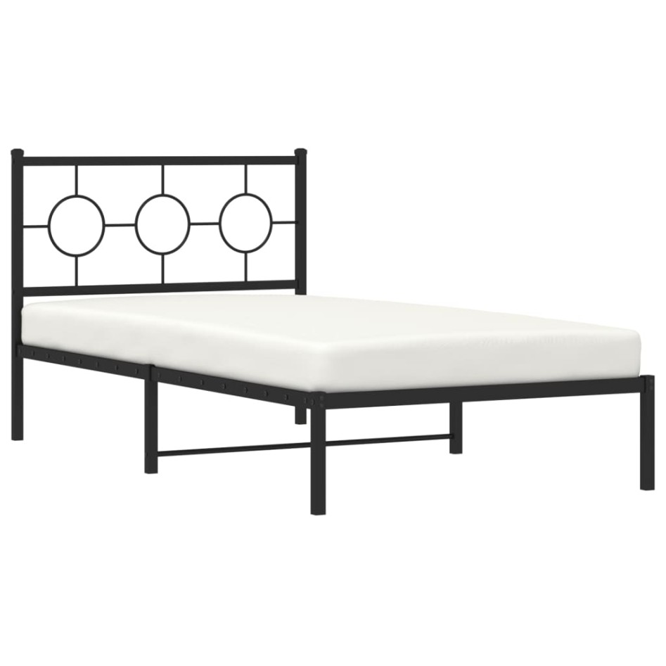 Estructura cama sin colchón con cabecero metal negro 100x190
