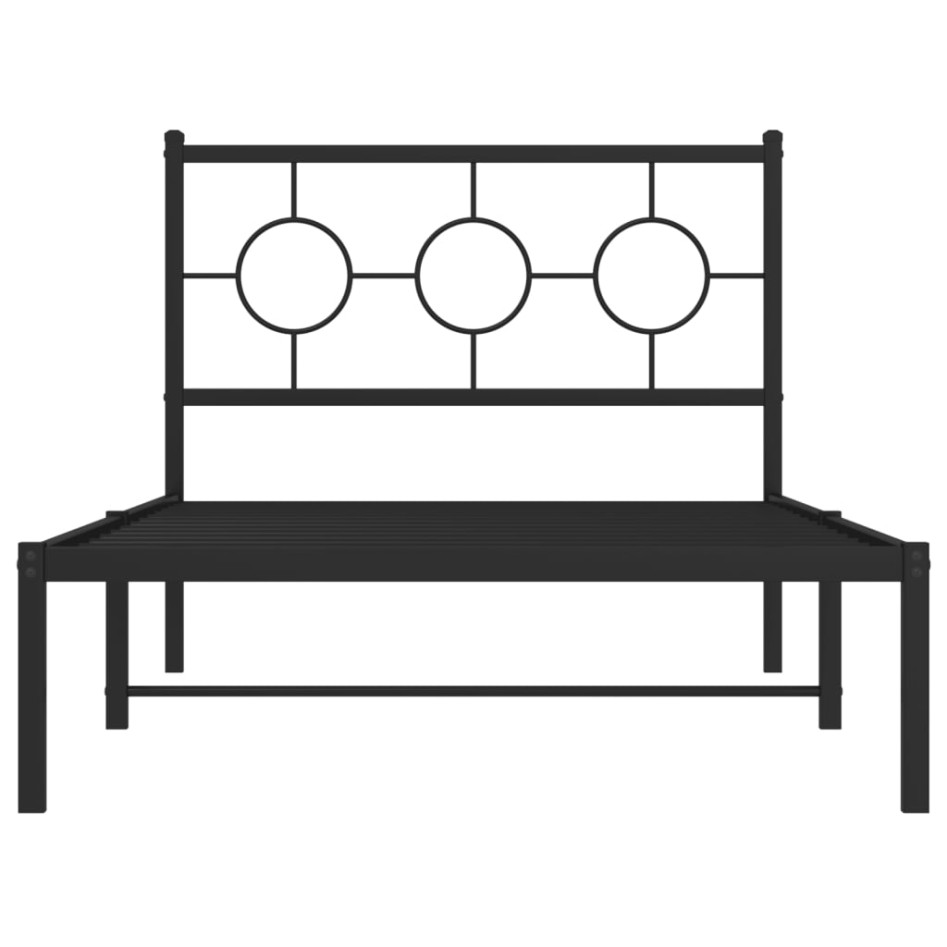 Estructura cama sin colchón con cabecero metal negro 100x190