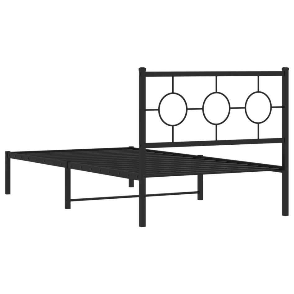 Estructura cama sin colchón con cabecero metal negro 100x190