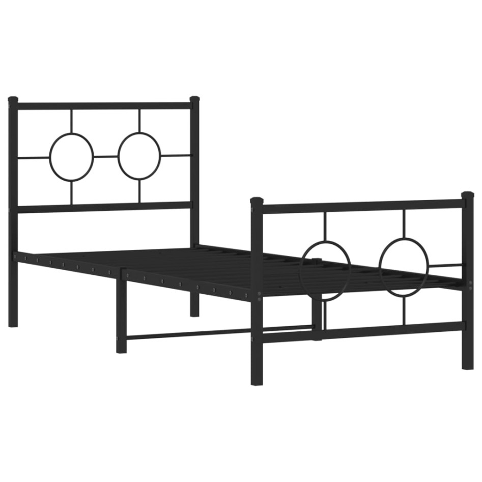 Estructura cama sin colchón con estribo metal negro 75x190