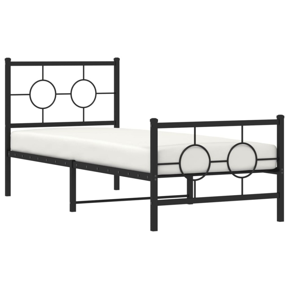 Estructura cama sin colchón con estribo metal negro 75x190