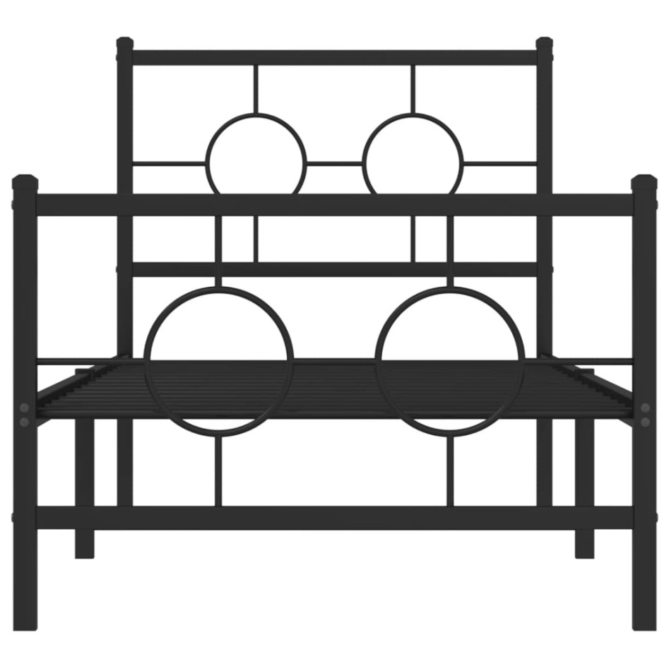 Estructura cama sin colchón con estribo metal negro 75x190